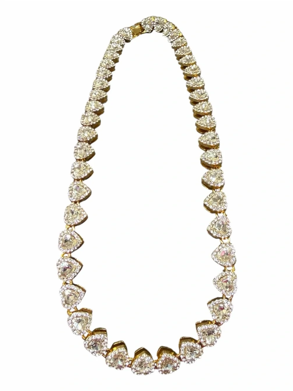 Gold-Tone Heart Crystal Tennis Necklace - Women's Jewelry